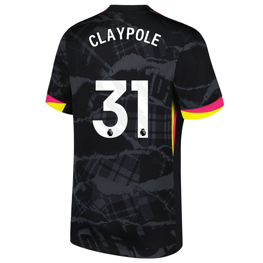 Herren Fußball Aimee Claypole #31 Schwarz Rosa Ausweichtrikot Trikot 2024/25 T-Shirt Luxemburg