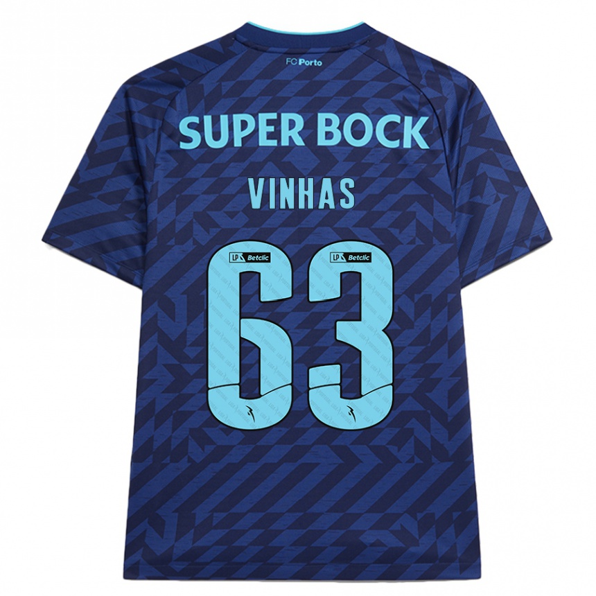 Herren Fußball David Vinhas #63 Marineblau Ausweichtrikot Trikot 2024/25 T-Shirt Luxemburg