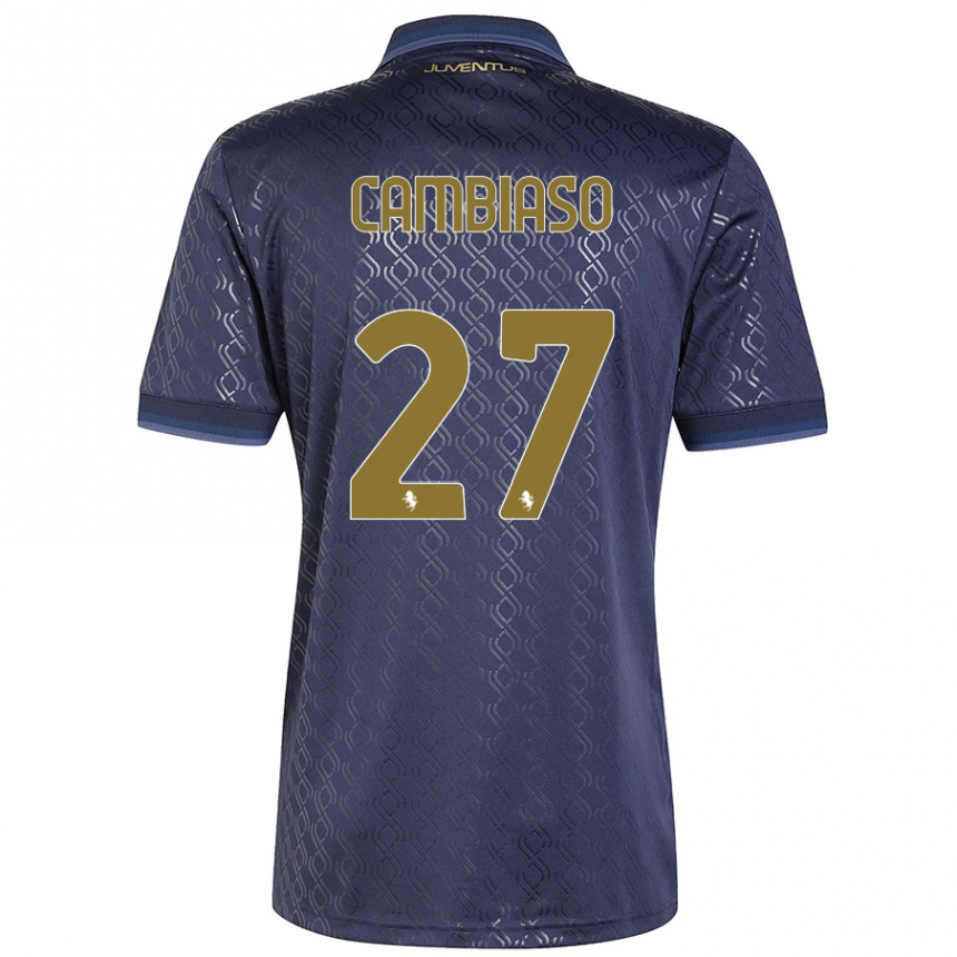 Herren Fußball Andrea Cambiaso #27 Marineblau Ausweichtrikot Trikot 2024/25 T-Shirt Luxemburg