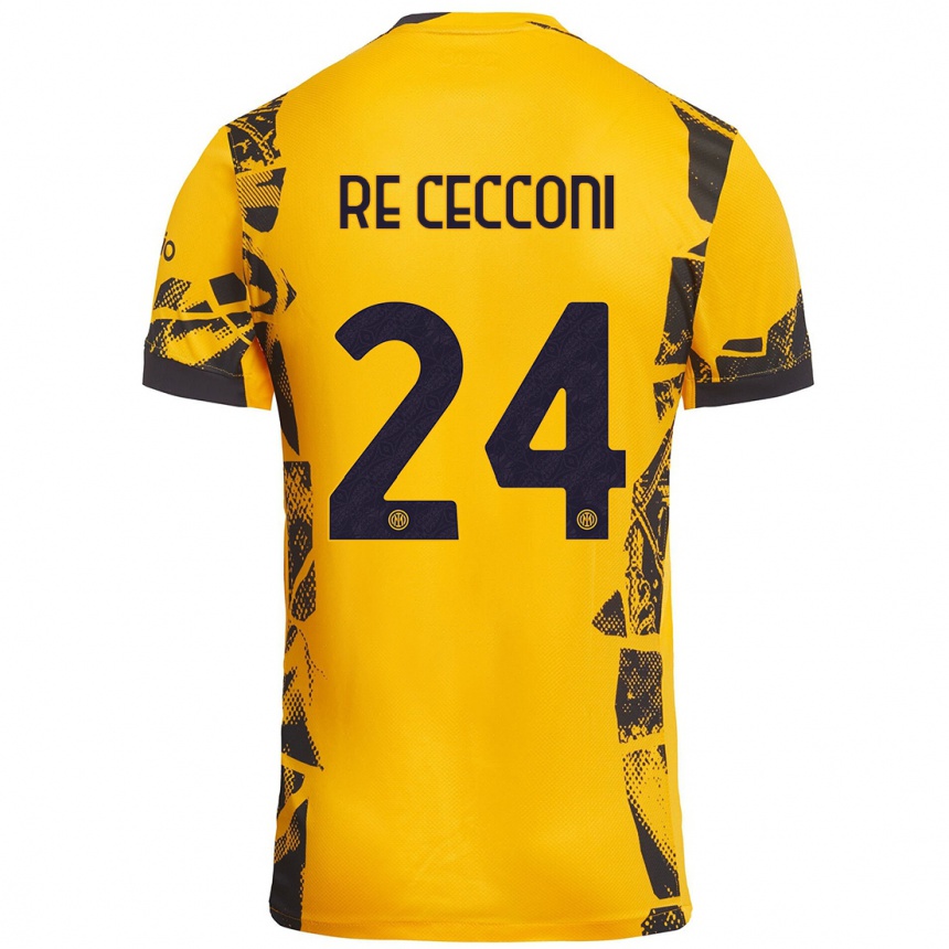 Herren Fußball Gabriele Re Cecconi #24 Gold Schwarz Ausweichtrikot Trikot 2024/25 T-Shirt Luxemburg