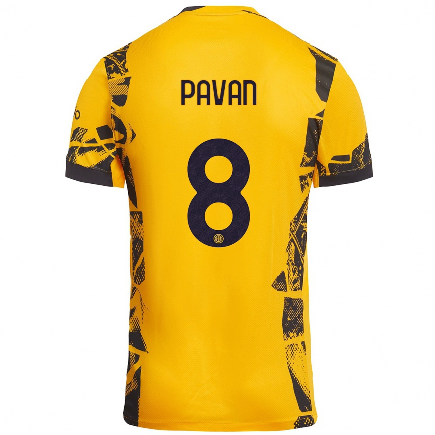 Herren Fußball Matilde Pavan #8 Gold Schwarz Ausweichtrikot Trikot 2024/25 T-Shirt Luxemburg