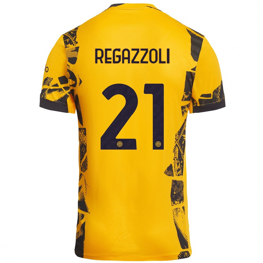 Herren Fußball Alice Regazzoli #21 Gold Schwarz Ausweichtrikot Trikot 2024/25 T-Shirt Luxemburg