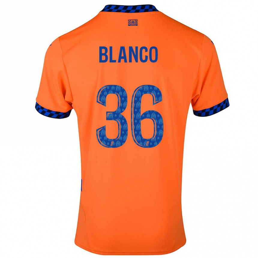 Herren Fußball Ruben Blanco #36 Orange Dunkelblau Ausweichtrikot Trikot 2024/25 T-Shirt Luxemburg