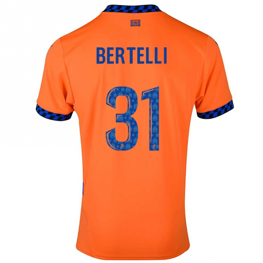 Herren Fußball Ugo Bertelli #31 Orange Dunkelblau Ausweichtrikot Trikot 2024/25 T-Shirt Luxemburg