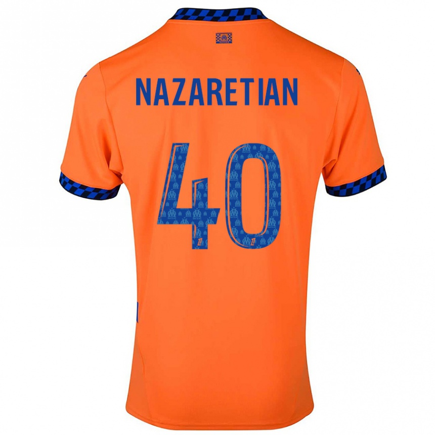 Herren Fußball Manuel Nazaretian #40 Orange Dunkelblau Ausweichtrikot Trikot 2024/25 T-Shirt Luxemburg