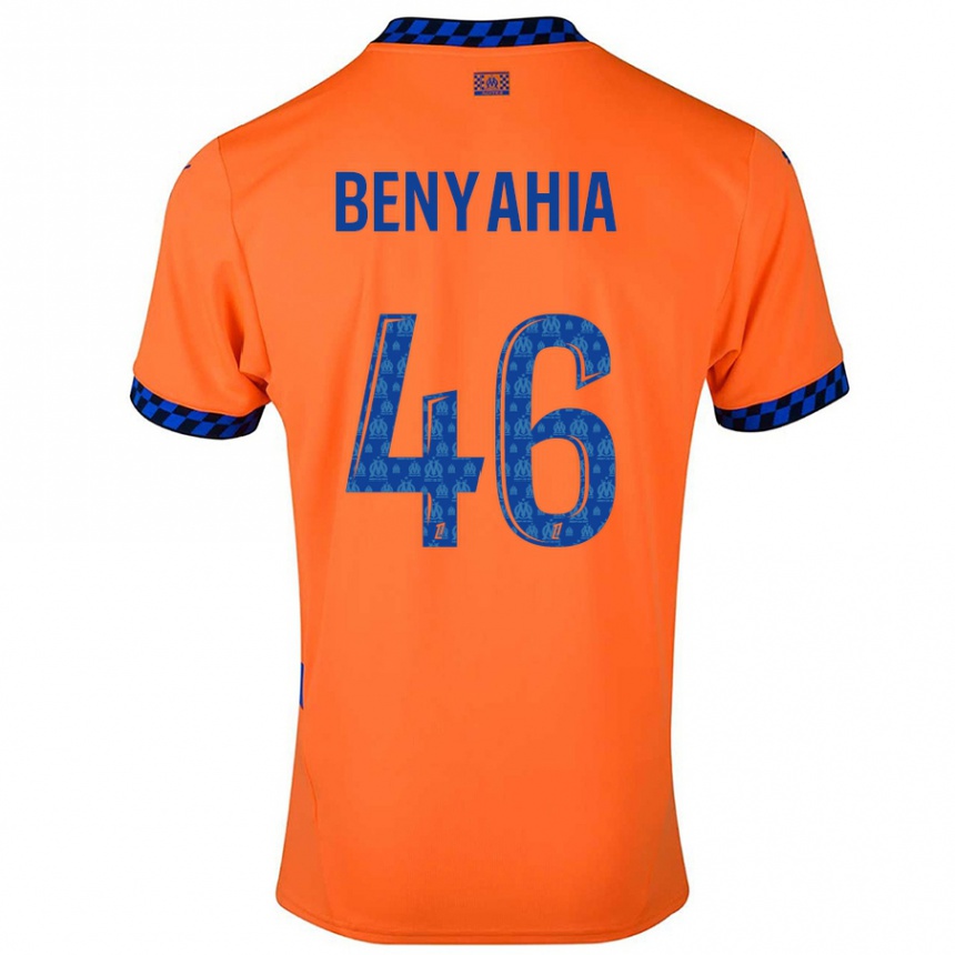 Herren Fußball Aylan Benyahia-Tani #46 Orange Dunkelblau Ausweichtrikot Trikot 2024/25 T-Shirt Luxemburg