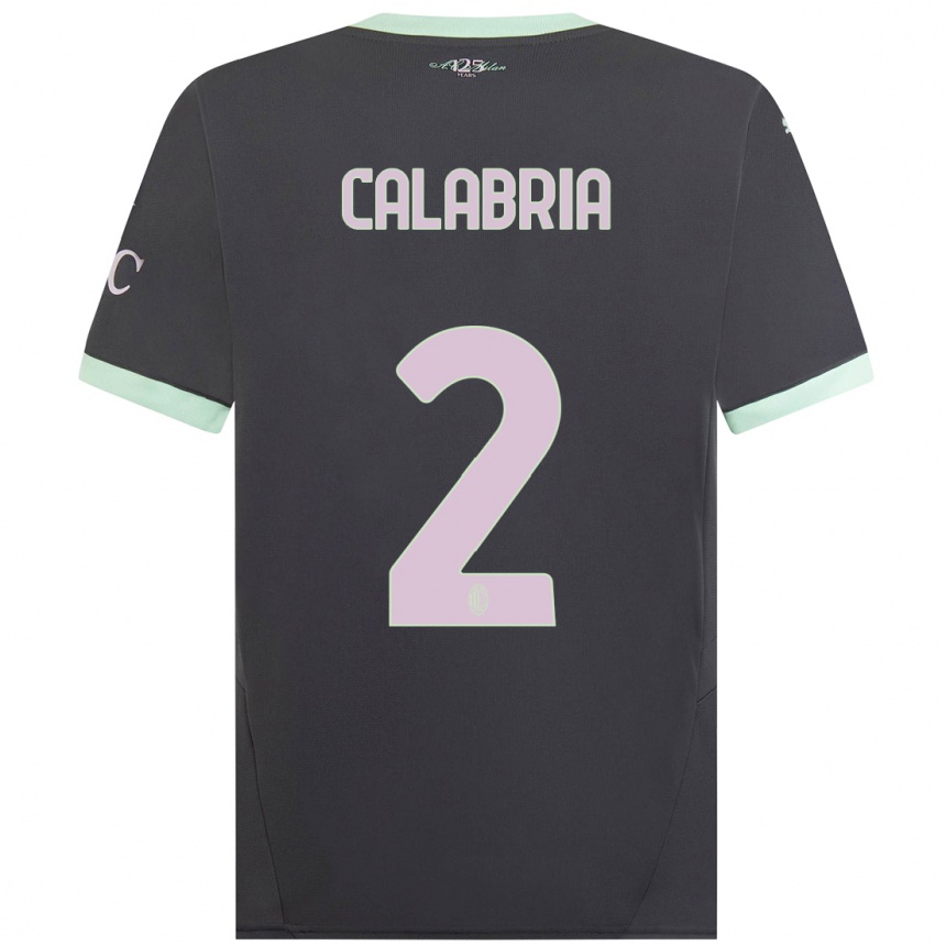 Herren Fußball Davide Calabria #2 Grau Ausweichtrikot Trikot 2024/25 T-Shirt Luxemburg