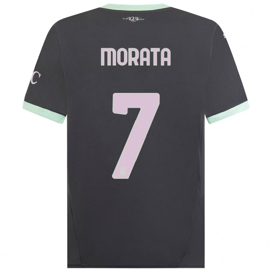 Herren Fußball Alvaro Morata #7 Grau Ausweichtrikot Trikot 2024/25 T-Shirt Luxemburg