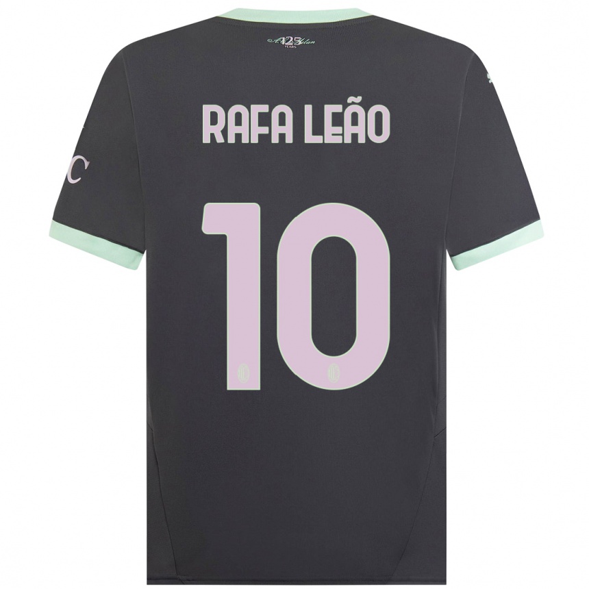 Herren Fußball Rafael Leao #10 Grau Ausweichtrikot Trikot 2024/25 T-Shirt Luxemburg