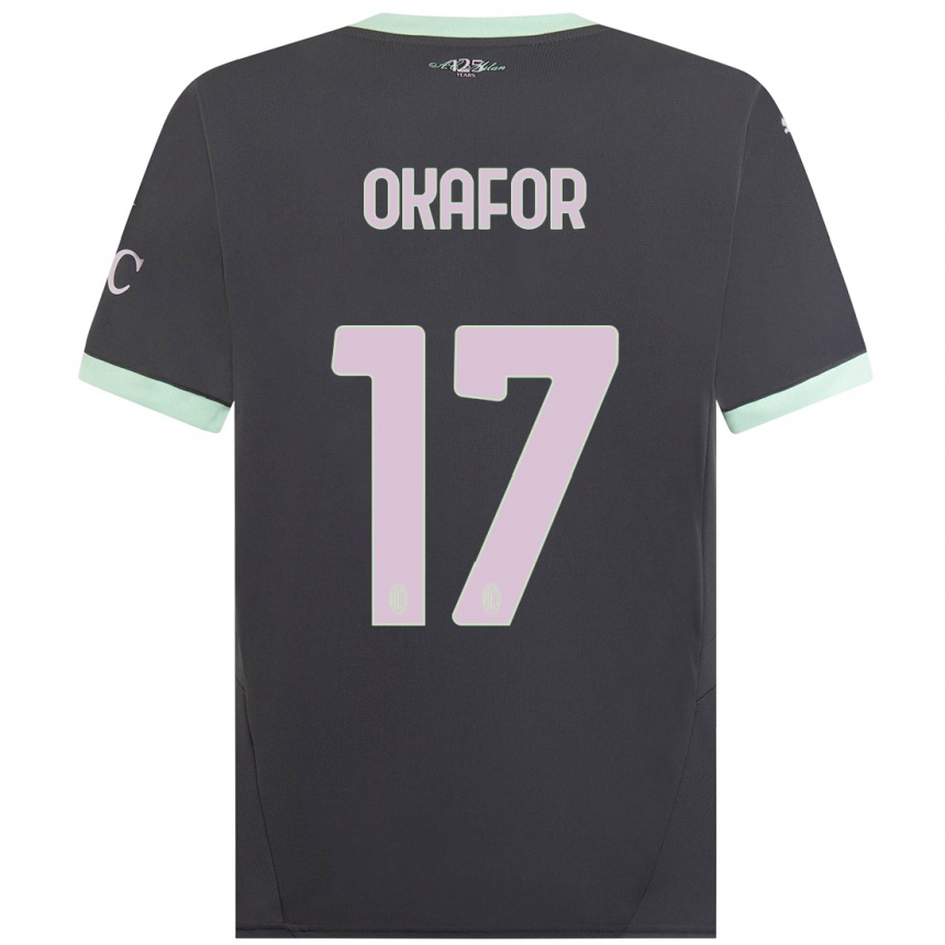 Herren Fußball Noah Okafor #17 Grau Ausweichtrikot Trikot 2024/25 T-Shirt Luxemburg