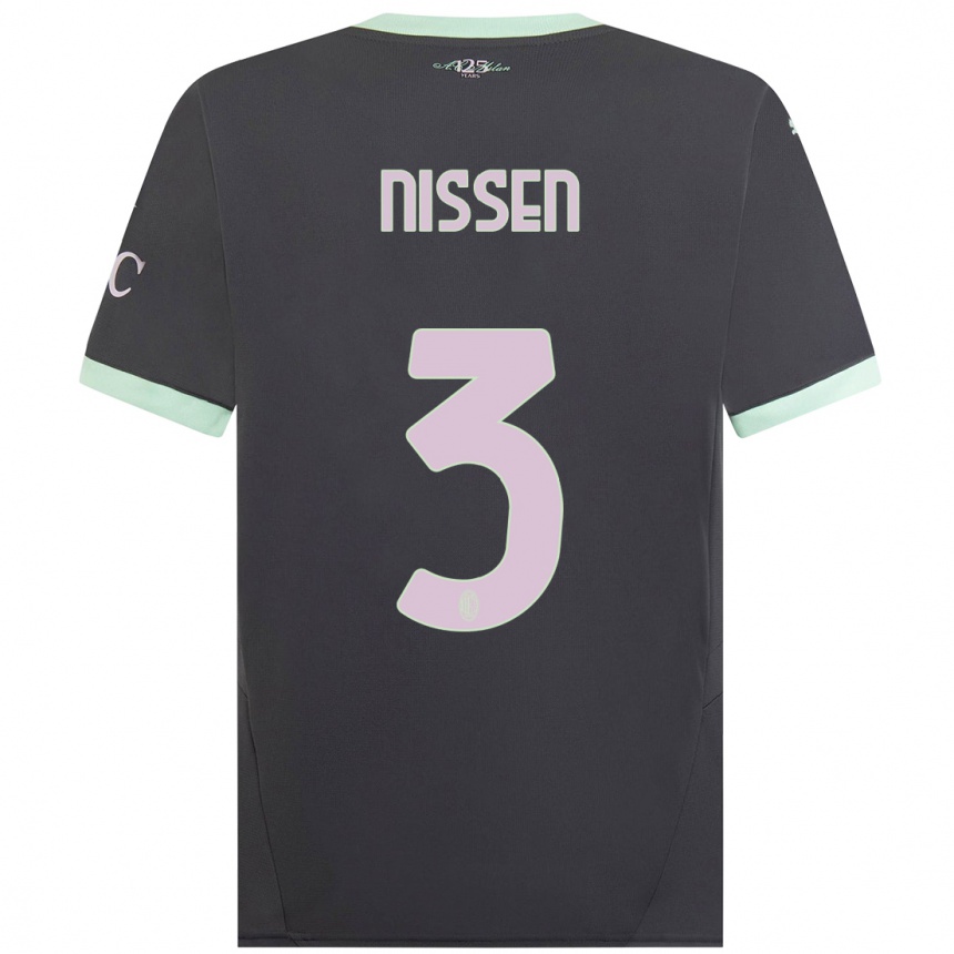 Herren Fußball Fredrik Nissen #3 Grau Ausweichtrikot Trikot 2024/25 T-Shirt Luxemburg