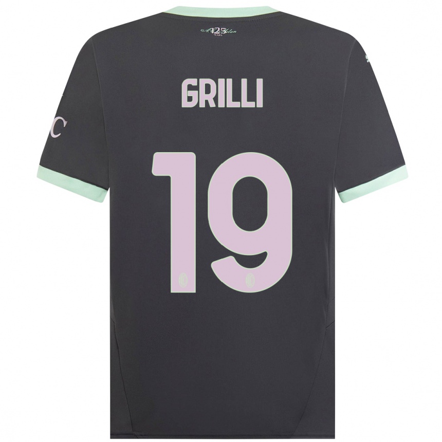 Herren Fußball Lorenzo Grilli #19 Grau Ausweichtrikot Trikot 2024/25 T-Shirt Luxemburg