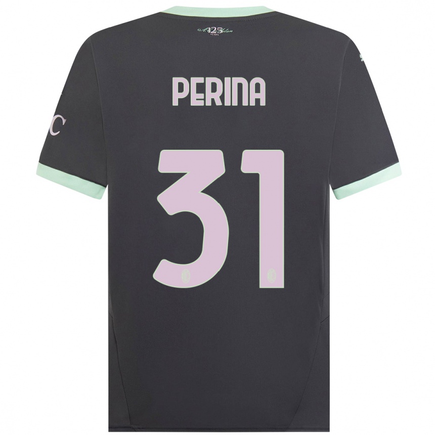 Herren Fußball Gioele Perina #31 Grau Ausweichtrikot Trikot 2024/25 T-Shirt Luxemburg