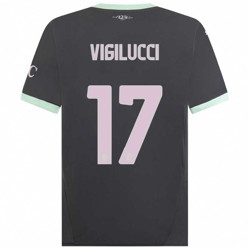 Herren Fußball Valery Vigilucci #17 Grau Ausweichtrikot Trikot 2024/25 T-Shirt Luxemburg