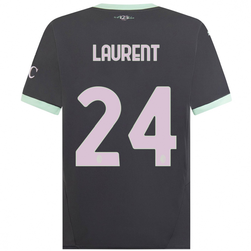 Herren Fußball Emelyne Laurent #24 Grau Ausweichtrikot Trikot 2024/25 T-Shirt Luxemburg