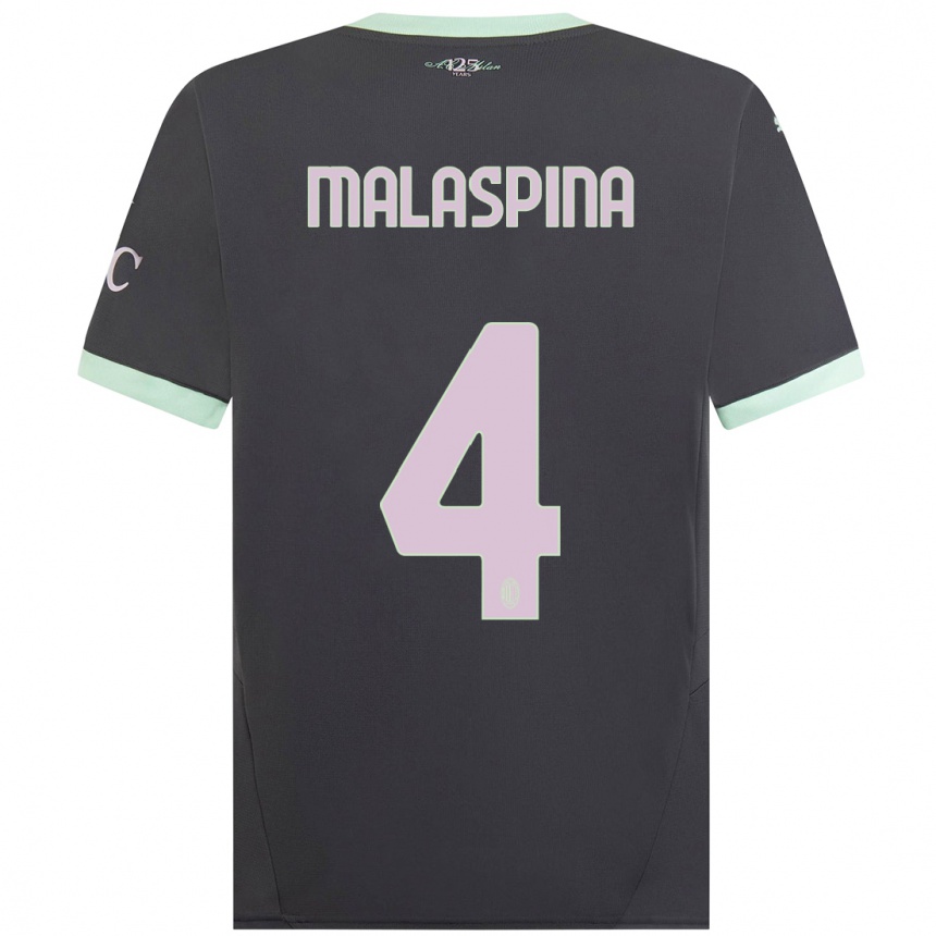 Herren Fußball Mattia Malaspina #4 Grau Ausweichtrikot Trikot 2024/25 T-Shirt Luxemburg