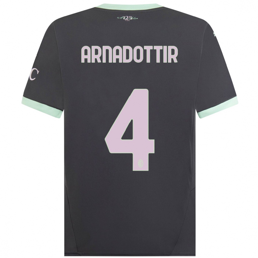 Herren Fußball Guony Arnadottir #4 Grau Ausweichtrikot Trikot 2024/25 T-Shirt Luxemburg