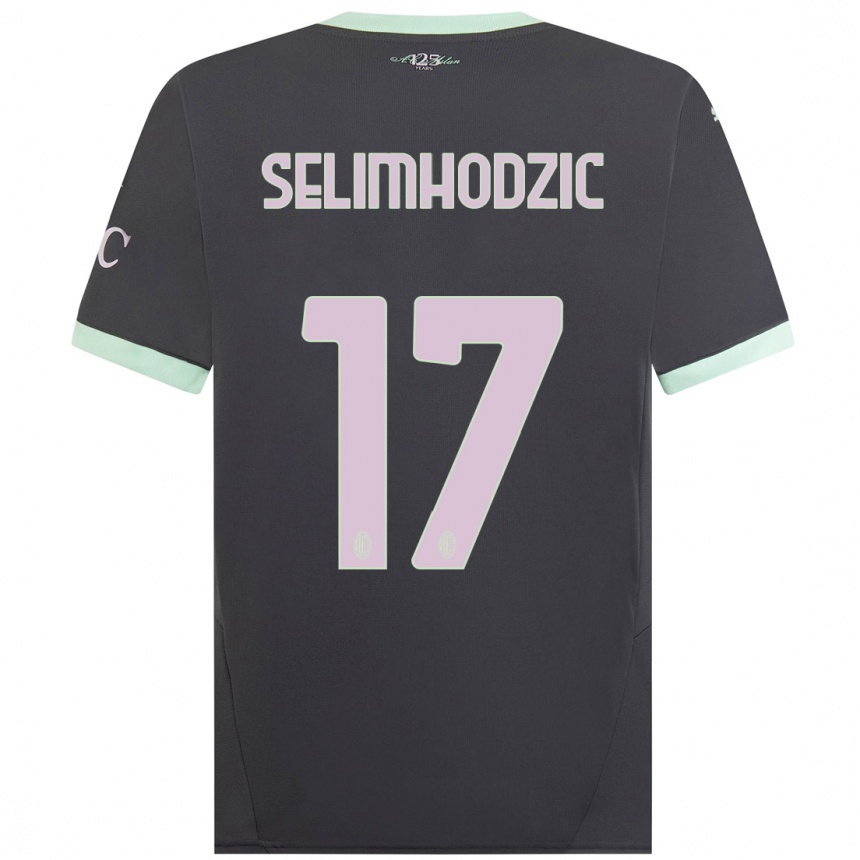 Herren Fußball Noa Selimhodzic #17 Grau Ausweichtrikot Trikot 2024/25 T-Shirt Luxemburg