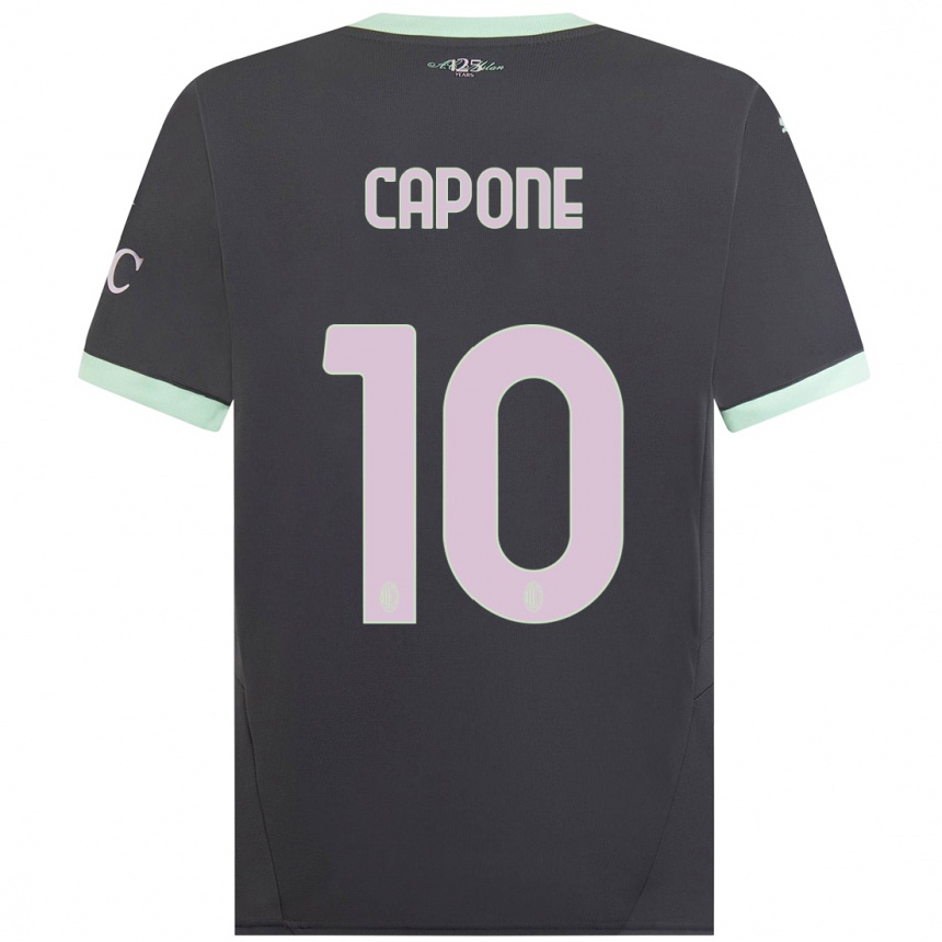 Herren Fußball Andrea Capone #10 Grau Ausweichtrikot Trikot 2024/25 T-Shirt Luxemburg