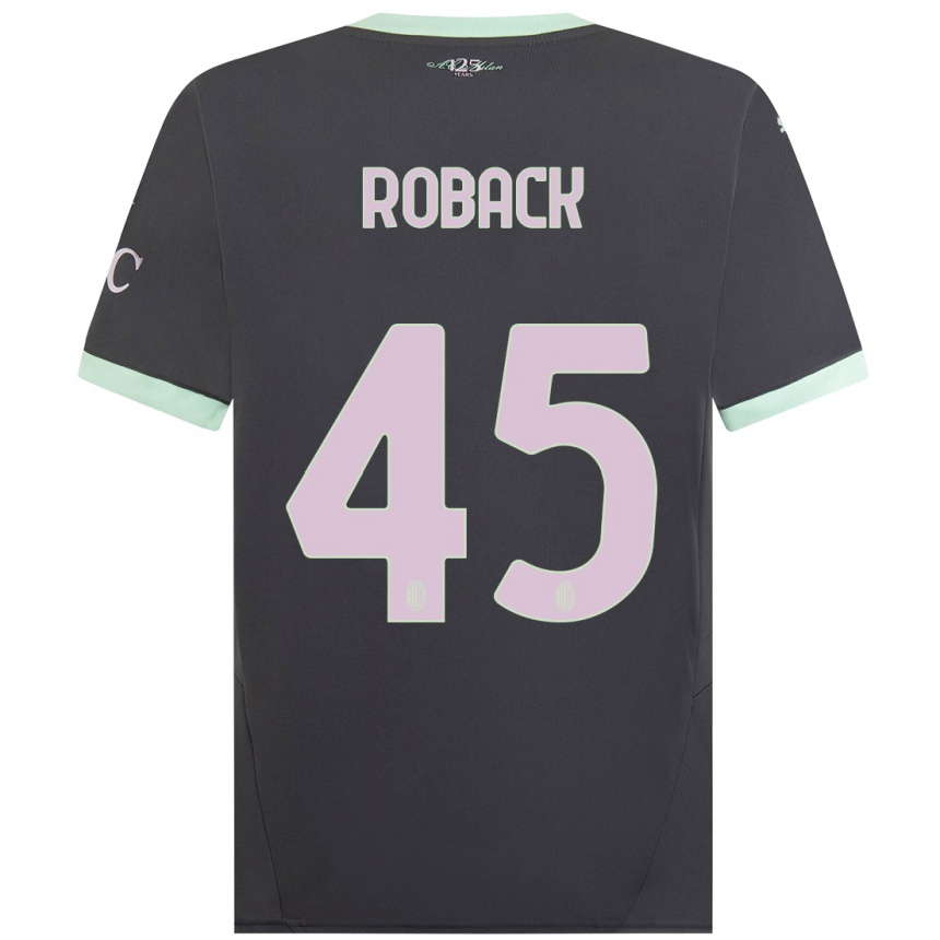 Herren Fußball Emil Roback #45 Grau Ausweichtrikot Trikot 2024/25 T-Shirt Luxemburg