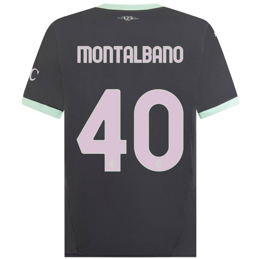 Herren Fußball Nicolo Montalbano #40 Grau Ausweichtrikot Trikot 2024/25 T-Shirt Luxemburg