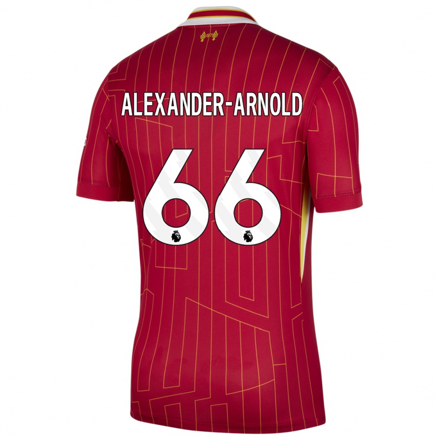 Damen Fußball Trent Alexander-Arnold #66 Rot Gelb Weiß Heimtrikot Trikot 2024/25 T-Shirt Luxemburg