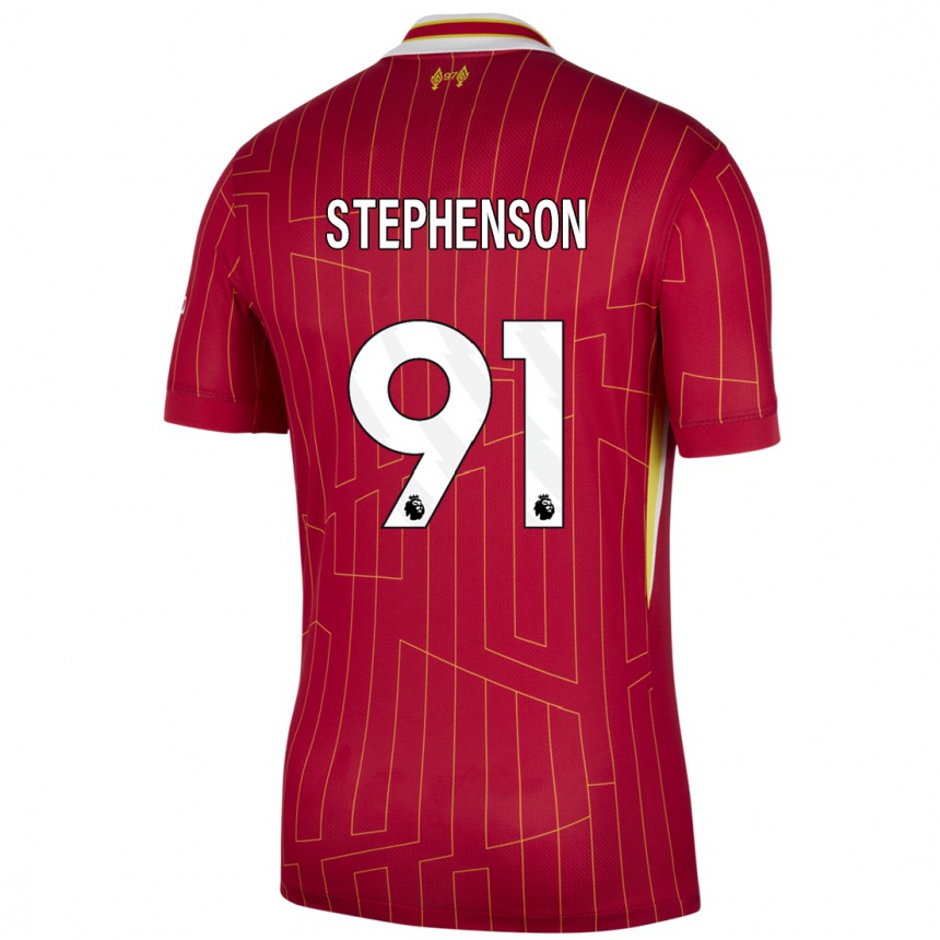 Damen Fußball Luca Stephenson #91 Rot Gelb Weiß Heimtrikot Trikot 2024/25 T-Shirt Luxemburg