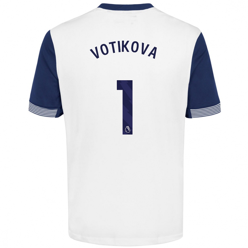 Damen Fußball Barbora Votíková #1 Weiß Blau Heimtrikot Trikot 2024/25 T-Shirt Luxemburg