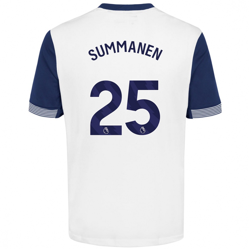 Damen Fußball Eveliina Summanen #25 Weiß Blau Heimtrikot Trikot 2024/25 T-Shirt Luxemburg