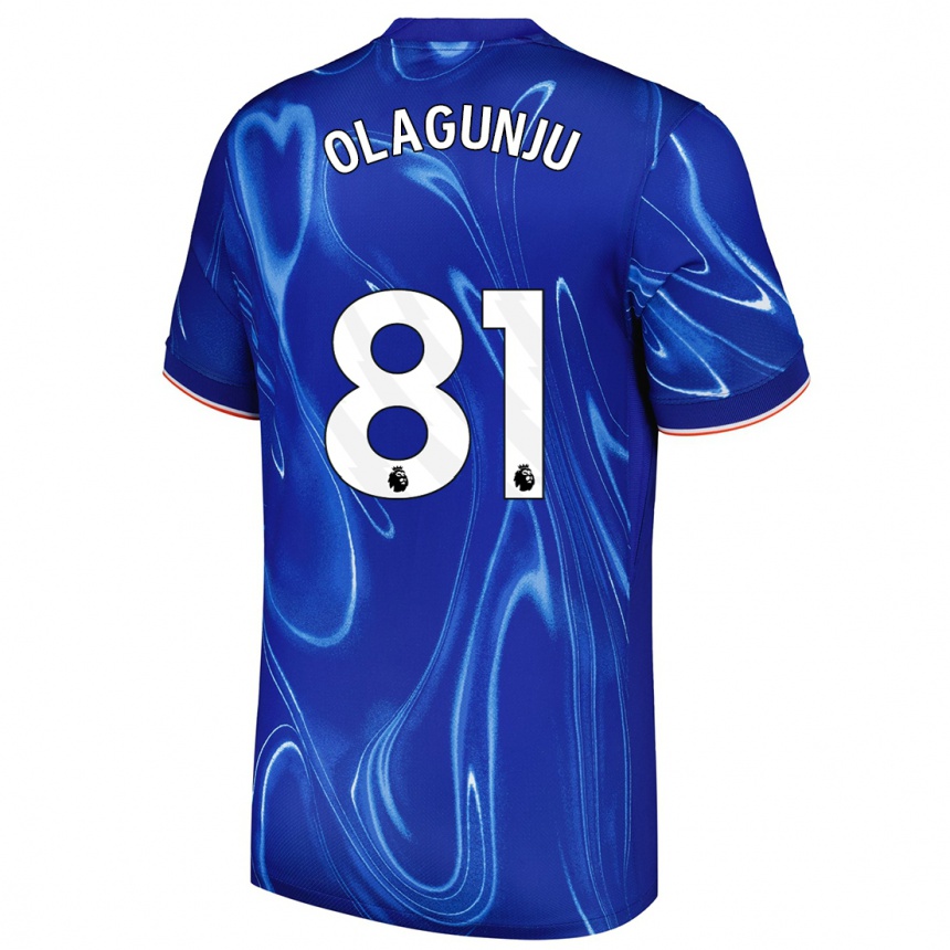 Damen Fußball Saheed Olagunju #81 Blau Weiß Heimtrikot Trikot 2024/25 T-Shirt Luxemburg