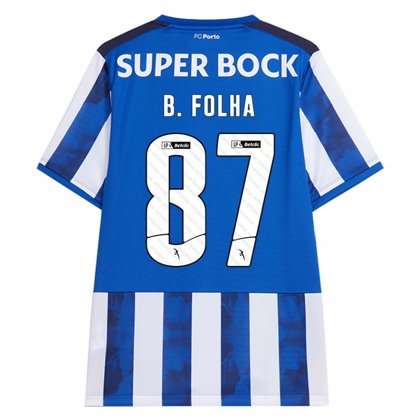 Damen Fußball Bernardo Folha #87 Blau Weiß Heimtrikot Trikot 2024/25 T-Shirt Luxemburg