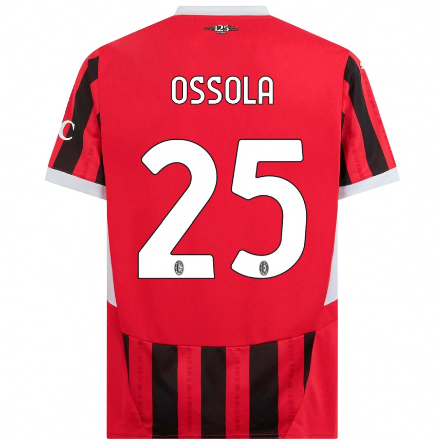 Damen Fußball Lorenzo Ossola #25 Rot Schwarz Heimtrikot Trikot 2024/25 T-Shirt Luxemburg