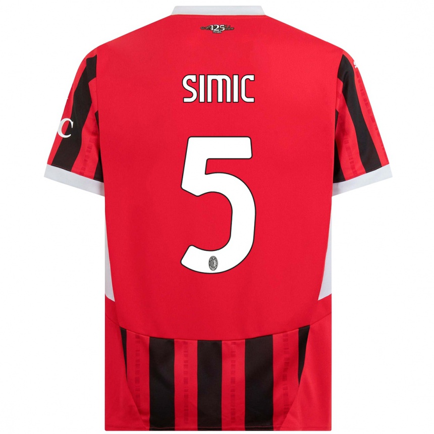 Damen Fußball Jan-Carlo Simic #5 Rot Schwarz Heimtrikot Trikot 2024/25 T-Shirt Luxemburg