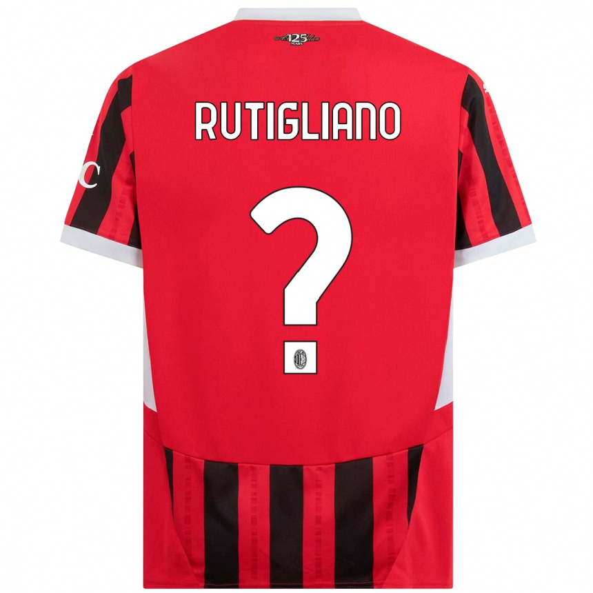 Damen Fußball Samuele Rutigliano #0 Rot Schwarz Heimtrikot Trikot 2024/25 T-Shirt Luxemburg