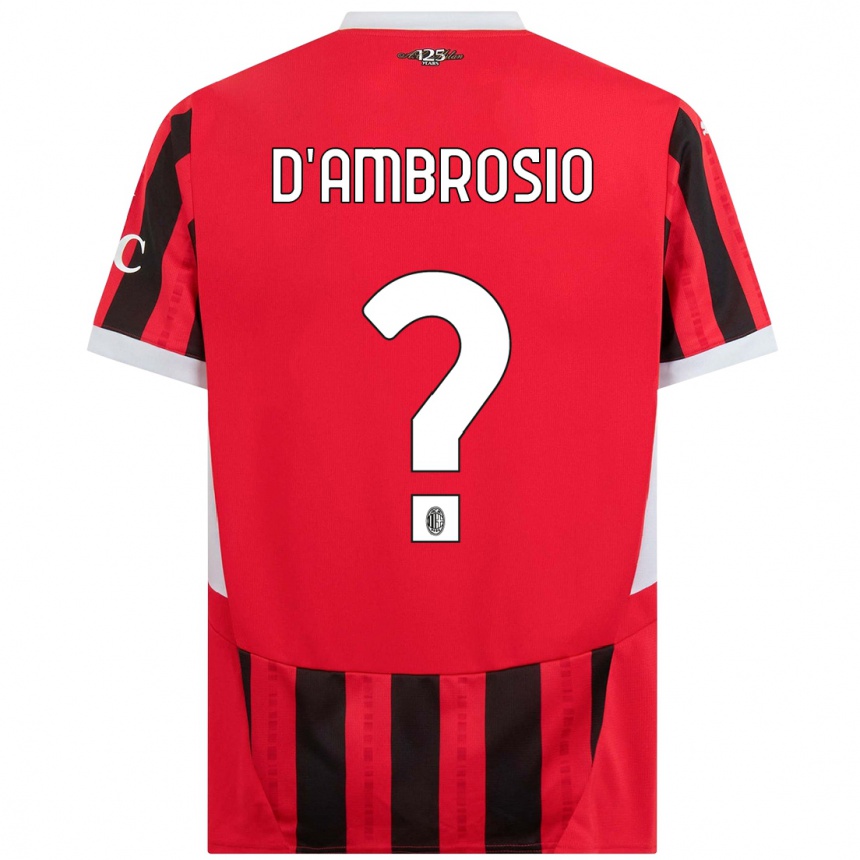 Damen Fußball Antonio D'ambrosio #0 Rot Schwarz Heimtrikot Trikot 2024/25 T-Shirt Luxemburg