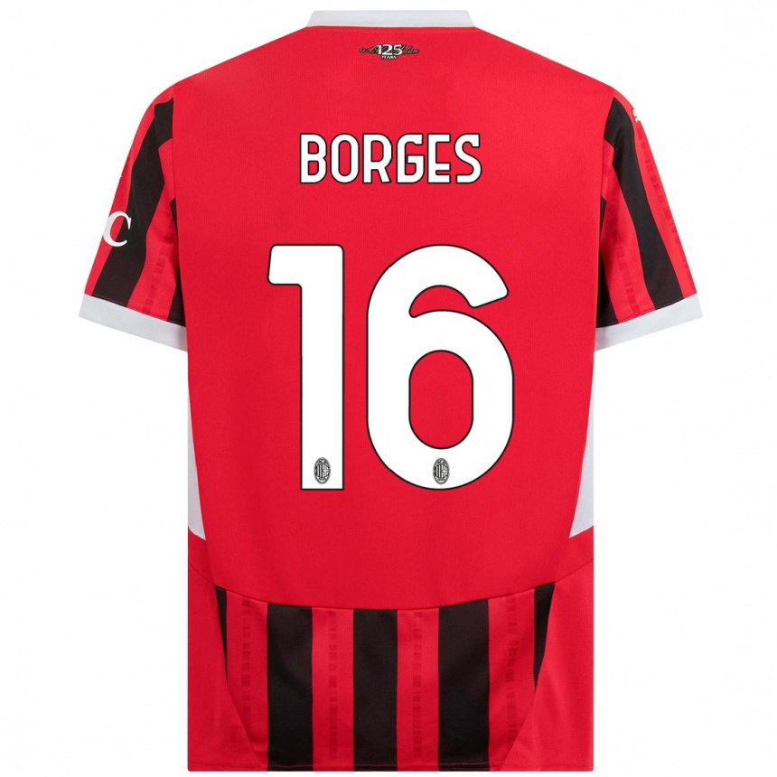 Damen Fußball Lenny Borges #16 Rot Schwarz Heimtrikot Trikot 2024/25 T-Shirt Luxemburg