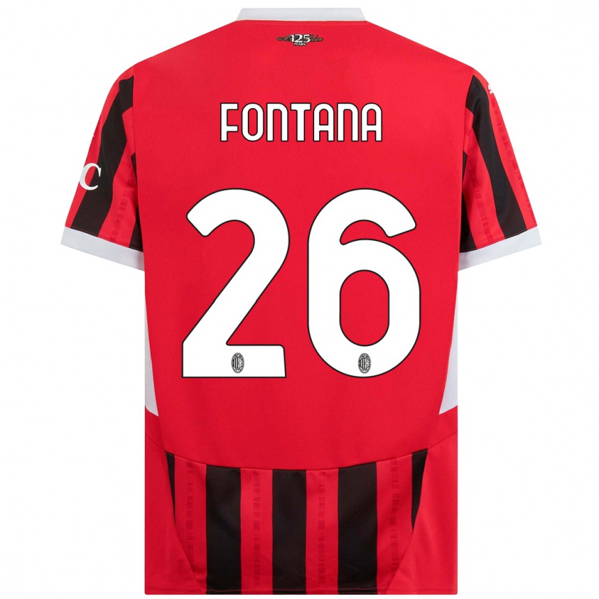 Damen Fußball Francesco Fontana #26 Rot Schwarz Heimtrikot Trikot 2024/25 T-Shirt Luxemburg