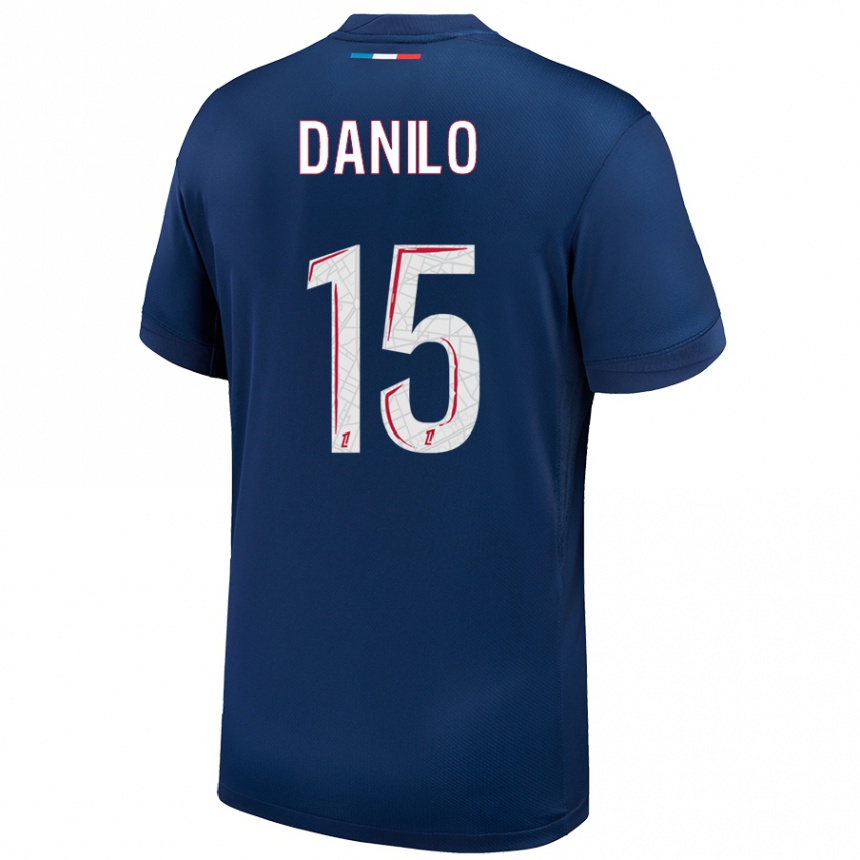 Damen Fußball Danilo Pereira #15 Marineblau Weiß Heimtrikot Trikot 2024/25 T-Shirt Luxemburg