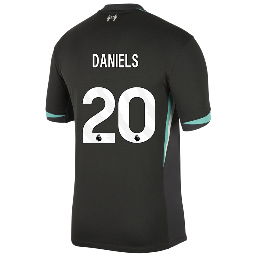 Damen Fußball Yana Daniels #20 Schwarz Anthrazitweiß Auswärtstrikot Trikot 2024/25 T-Shirt Luxemburg