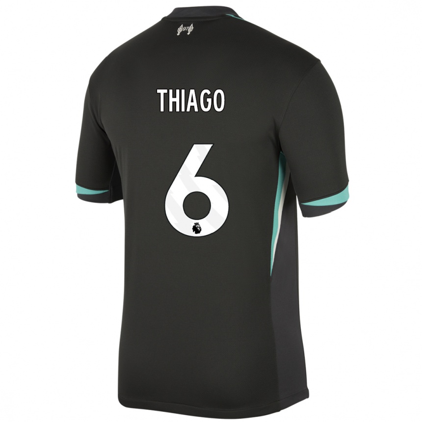 Damen Fußball Thiago #6 Schwarz Anthrazitweiß Auswärtstrikot Trikot 2024/25 T-Shirt Luxemburg