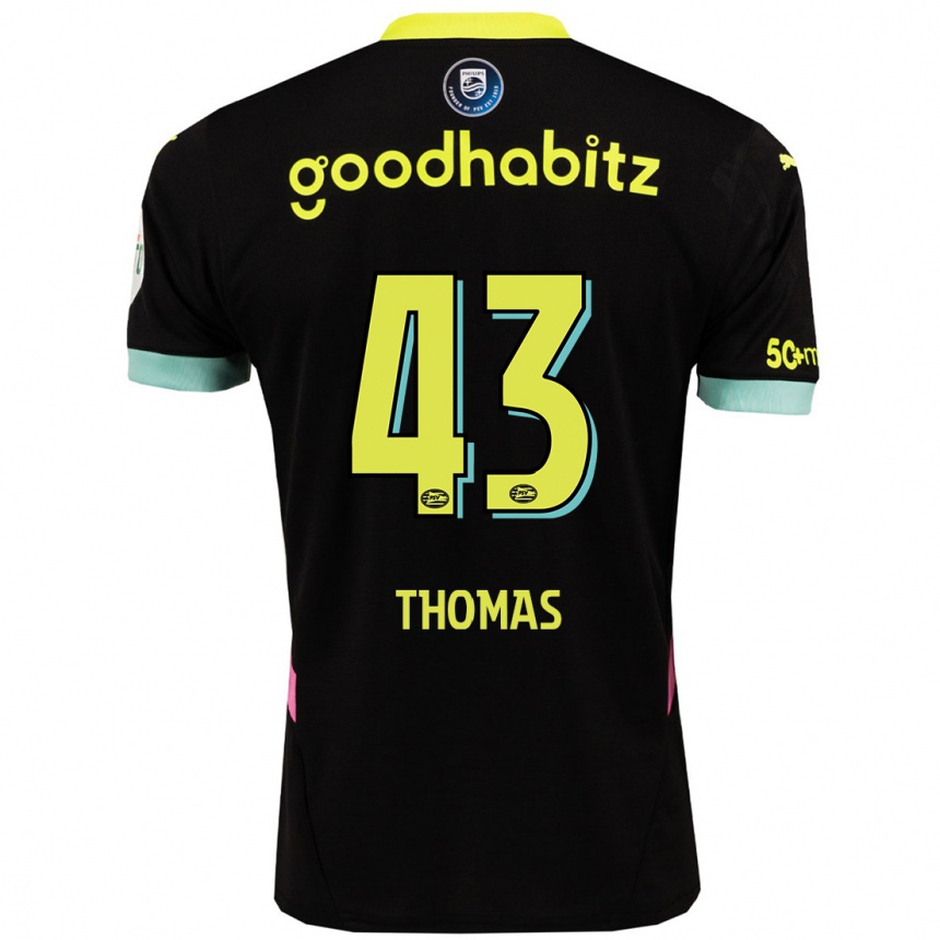 Damen Fußball Kealyn Thomas #43 Schwarz Gelb Auswärtstrikot Trikot 2024/25 T-Shirt Luxemburg