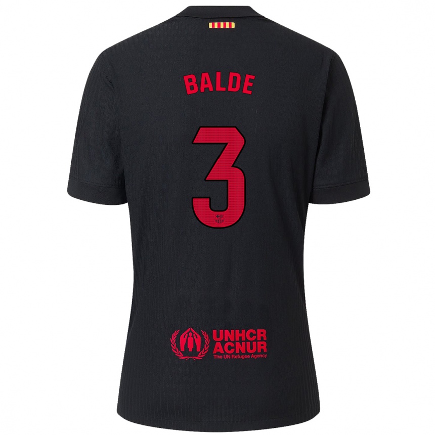 Damen Fußball Alejandro Balde #3 Schwarz Rot Auswärtstrikot Trikot 2024/25 T-Shirt Luxemburg