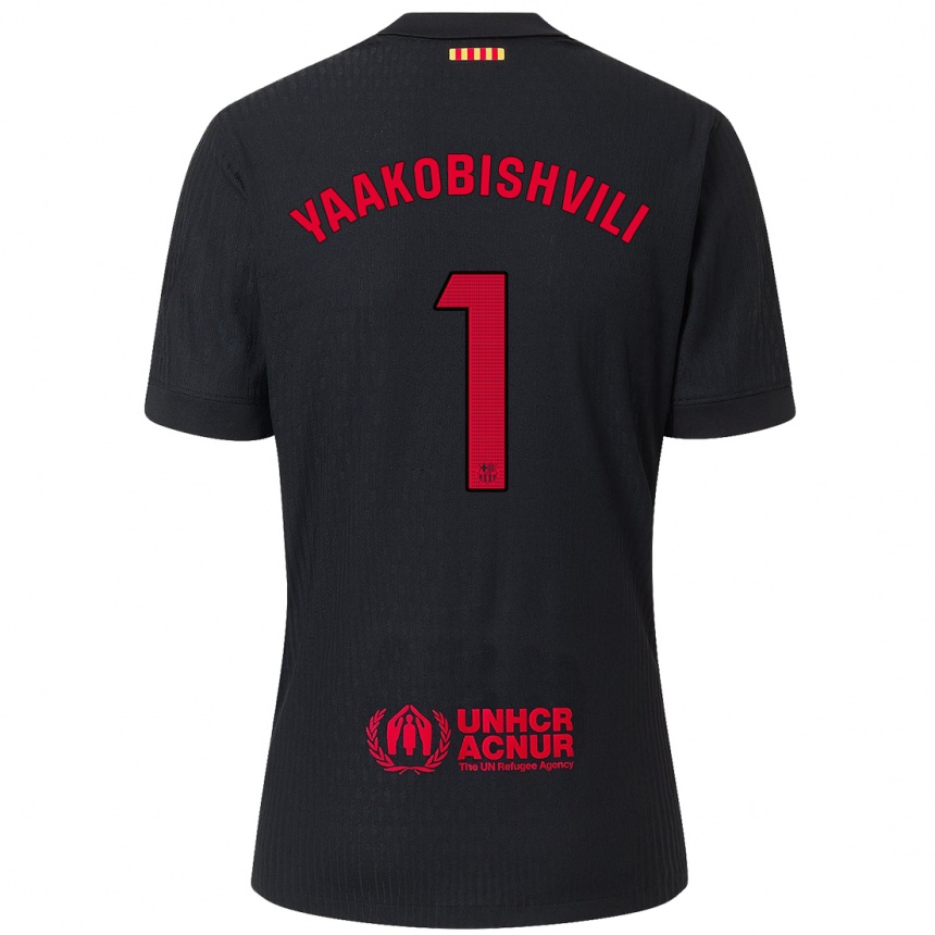 Damen Fußball Áron Yaakobishvili #1 Schwarz Rot Auswärtstrikot Trikot 2024/25 T-Shirt Luxemburg