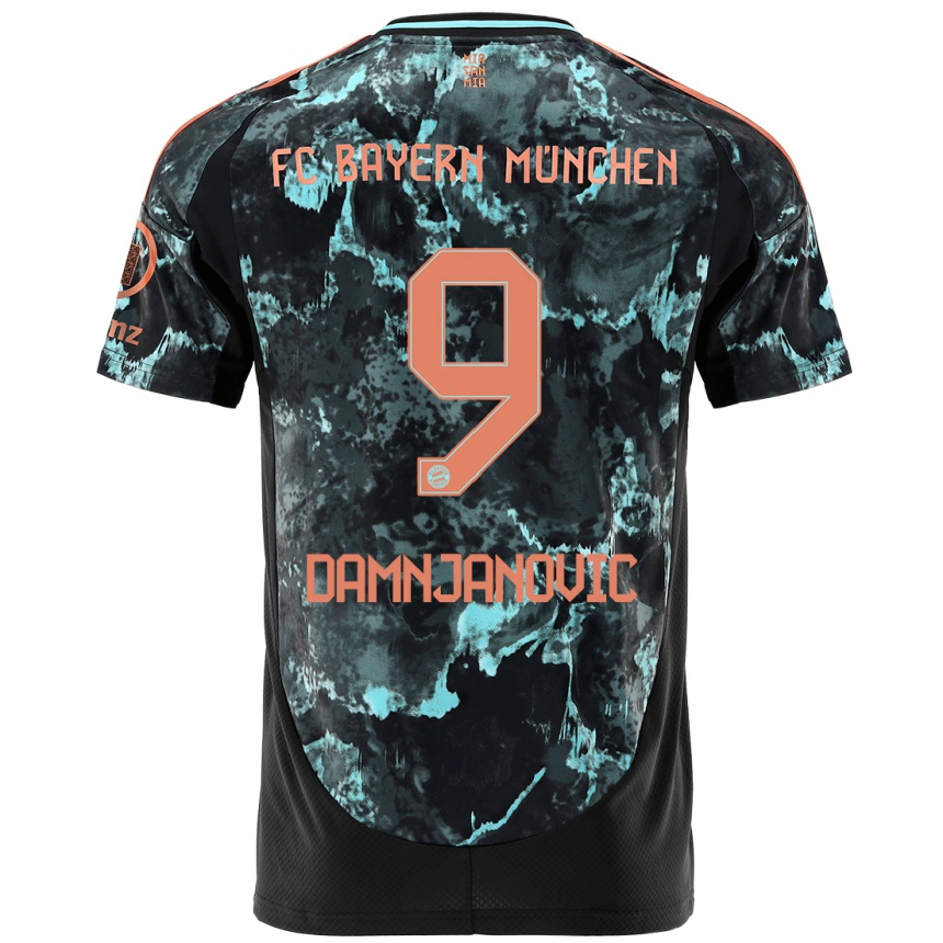 Damen Fußball Jovana Damnjanovic #9 Schwarz Auswärtstrikot Trikot 2024/25 T-Shirt Luxemburg