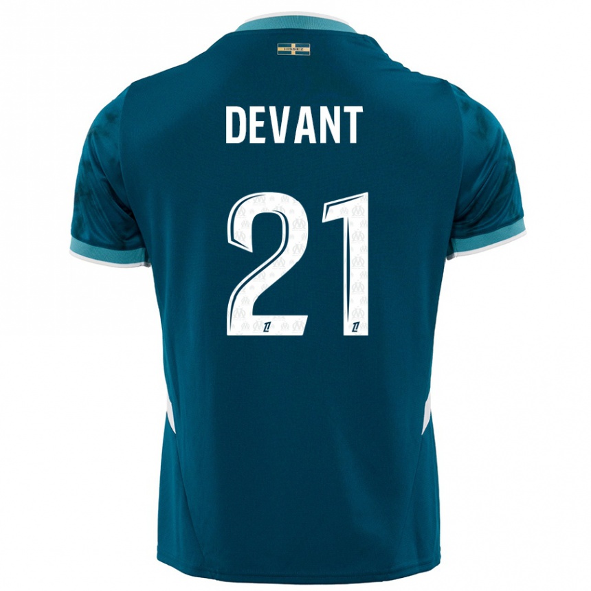 Damen Fußball Caroline Devant #21 Türkisblau Auswärtstrikot Trikot 2024/25 T-Shirt Luxemburg