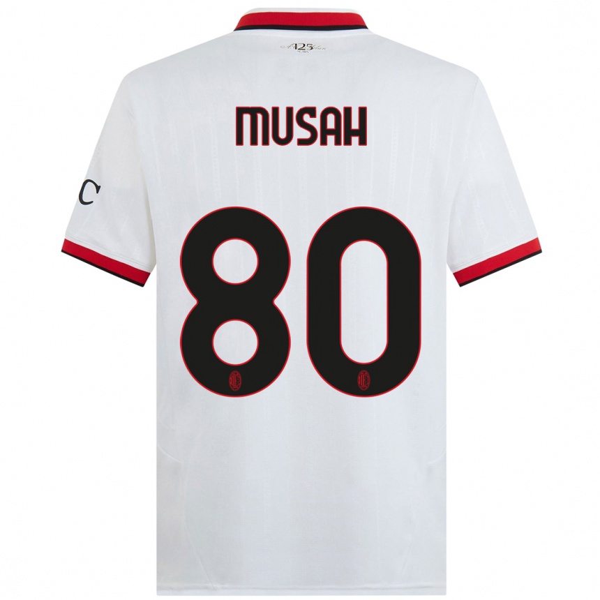 Damen Fußball Yunus Musah #80 Weiß Schwarz Rot Auswärtstrikot Trikot 2024/25 T-Shirt Luxemburg