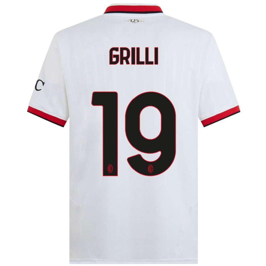 Damen Fußball Lorenzo Grilli #19 Weiß Schwarz Rot Auswärtstrikot Trikot 2024/25 T-Shirt Luxemburg