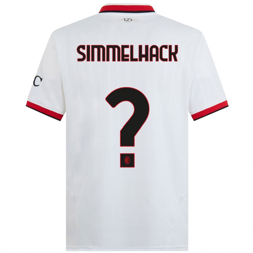 Damen Fußball Alexander Simmelhack #0 Weiß Schwarz Rot Auswärtstrikot Trikot 2024/25 T-Shirt Luxemburg