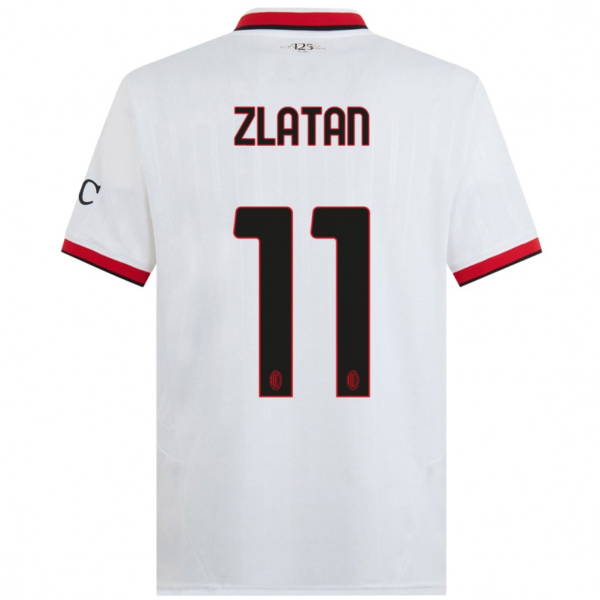 Damen Fußball Zlatan Ibrahimovic #11 Weiß Schwarz Rot Auswärtstrikot Trikot 2024/25 T-Shirt Luxemburg