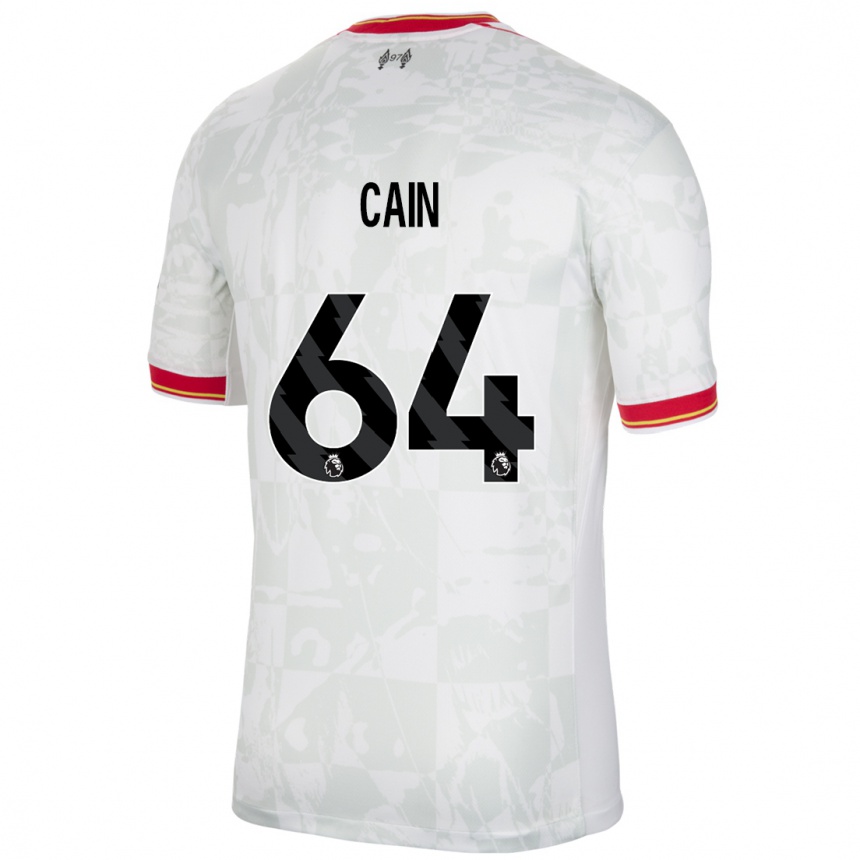 Damen Fußball Jake Cain #64 Weiß Rot Schwarz Ausweichtrikot Trikot 2024/25 T-Shirt Luxemburg